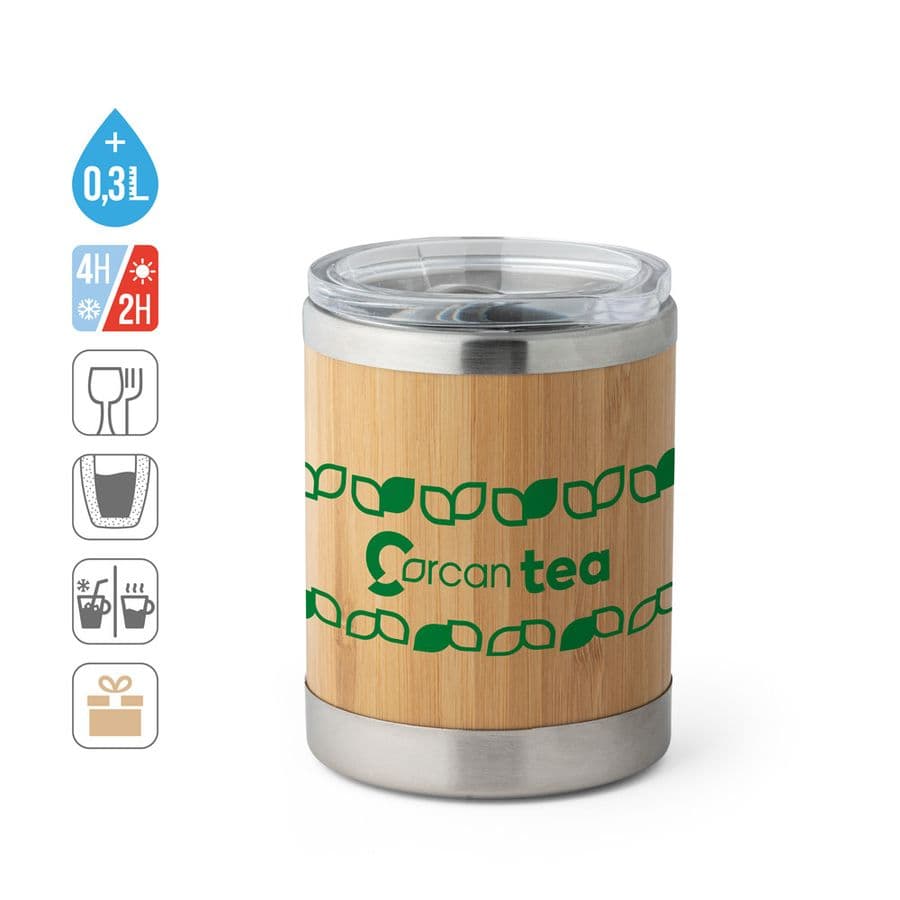 LYCKA. Bambu och rostfri mugg 350 ml