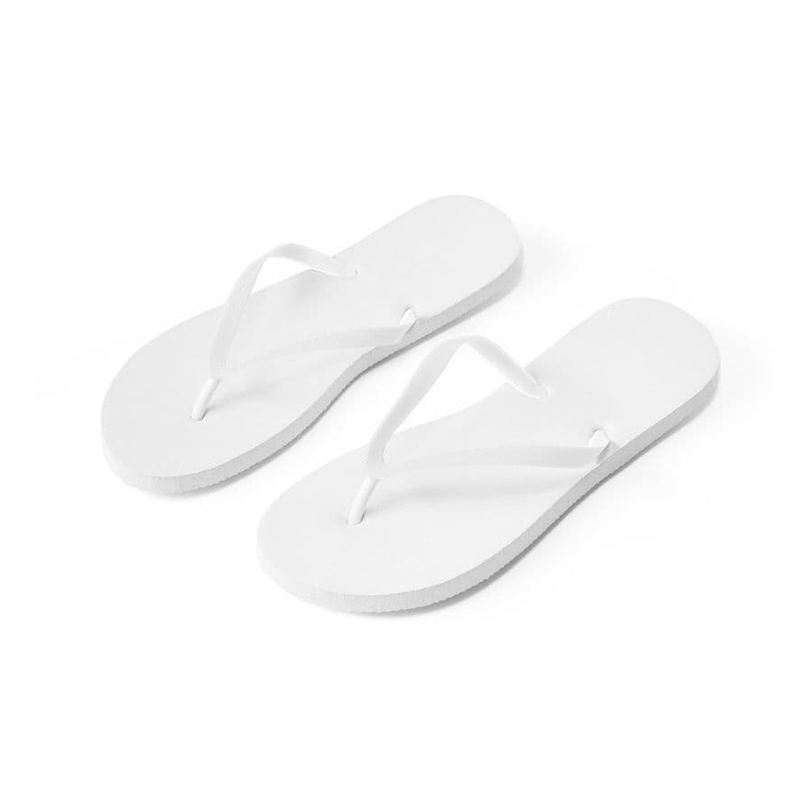 MAUPITI L / XL. Bekväma tofflor med PE-sula och PVC-band Vit