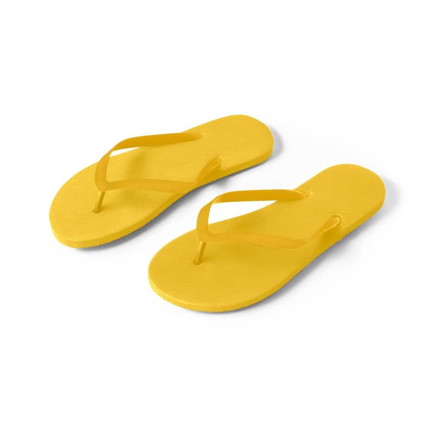 MAUPITI L / XL. Bekväma tofflor med PE-sula och PVC-band Gul