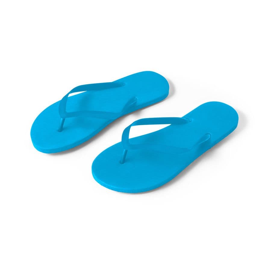 MAUPITI L / XL. Bekväma tofflor med PE-sula och PVC-band Ljusblå