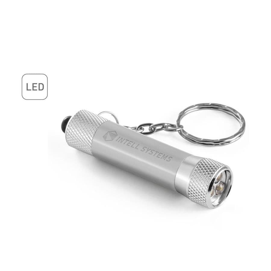 RE-LERGAN. Nyckelring i aluminium (92 % återvunnen) med 3-ljus LED-ficklampa