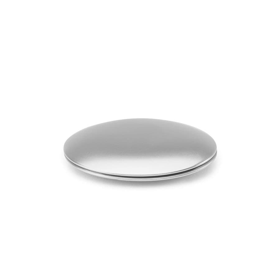 KAYLA. Dubbelsidig rund aluminiumspegel med magnetisk stängning