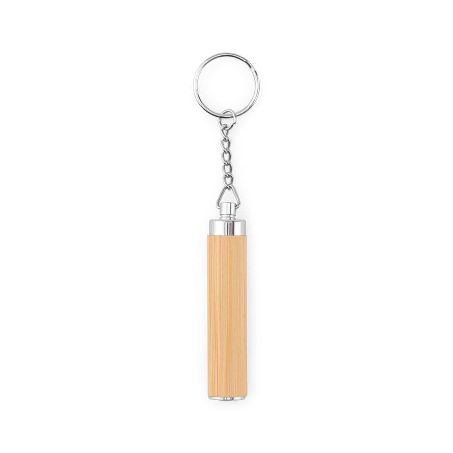 RACHEL. Nyckelring i bambu och ABS med LED-ficklampa