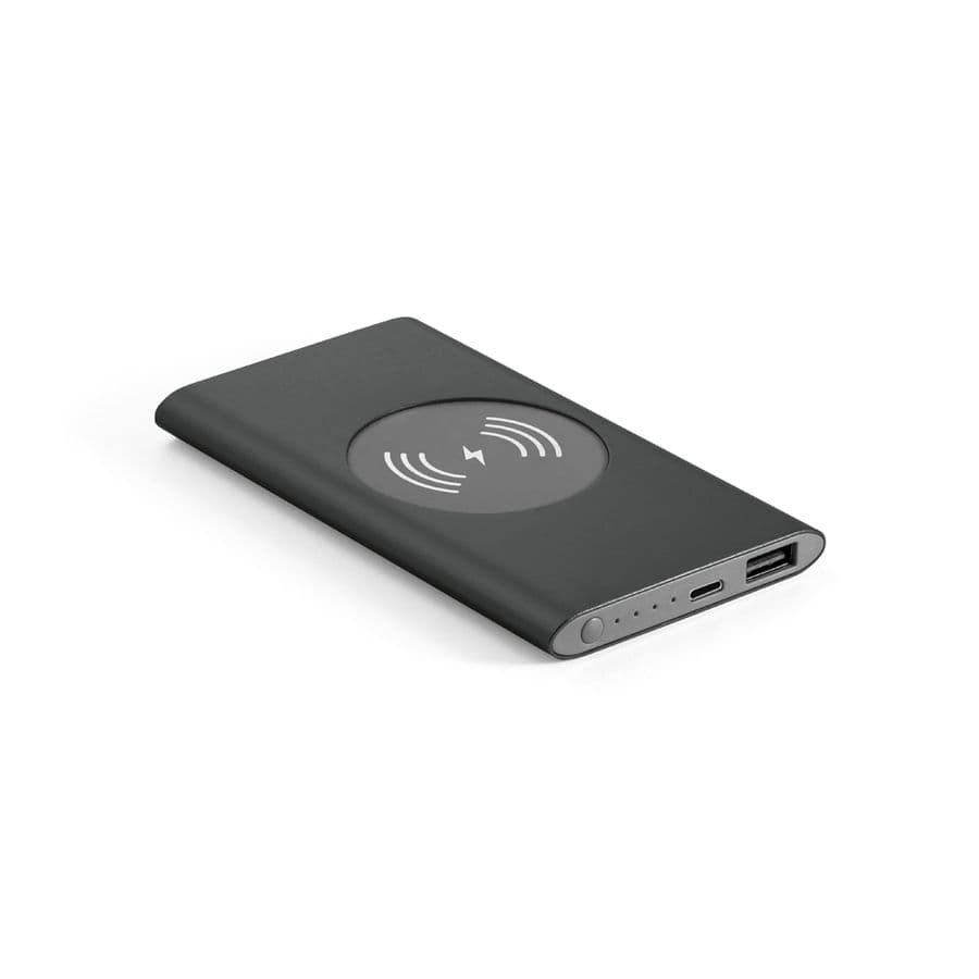 CASSINI. Powerbank 4 000 mAh med 5W trådlös laddare i återvunnet aluminium (100% rAL)