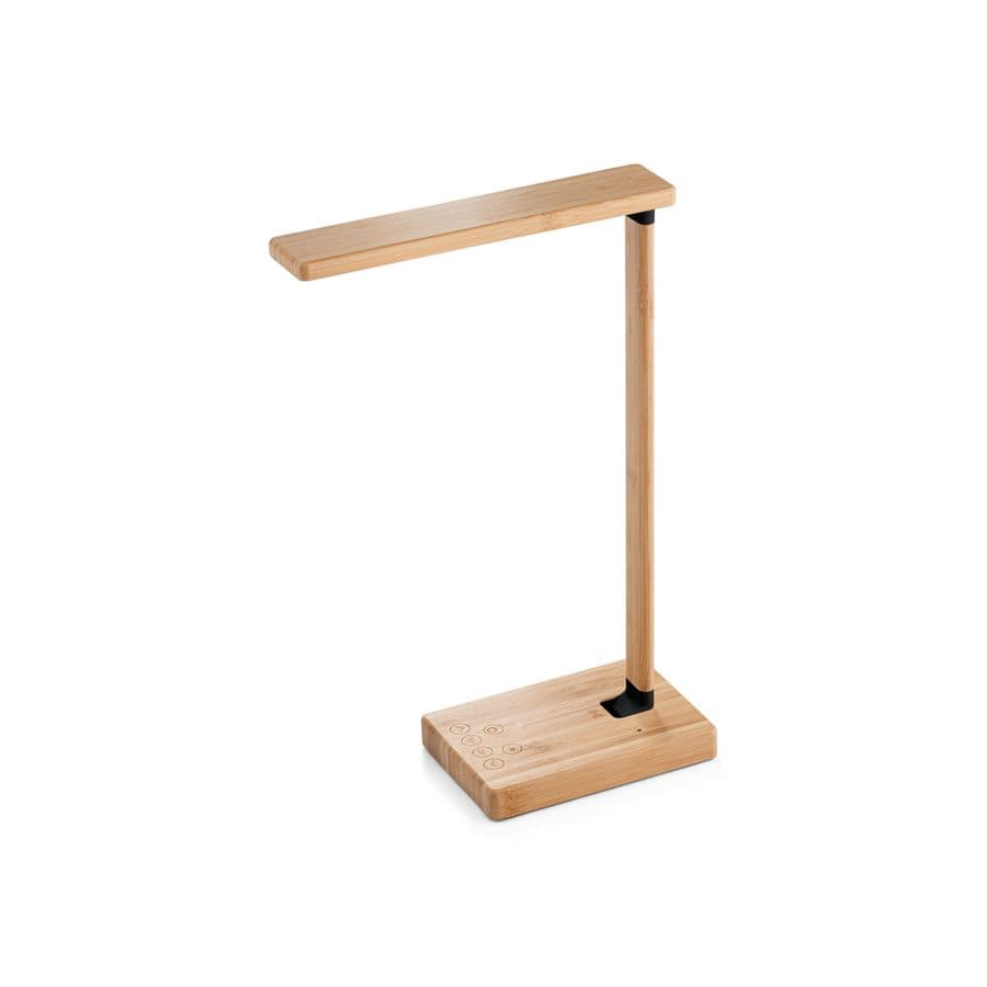 MOREY. Fällbar skrivbordslampa med 15W supersnabb trådlös laddare i bambu Naturfärg