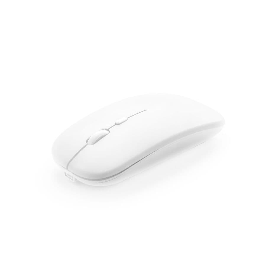 KHAN. Trådlös mus med 500mAh batteri i återvunnen ABS (100 % rABS) Vit