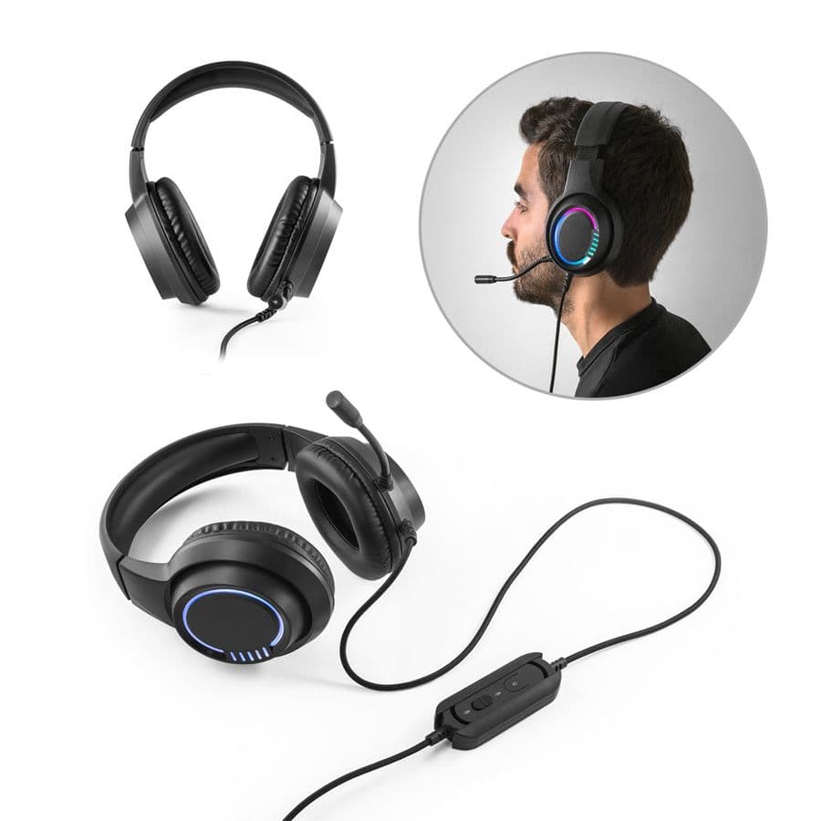 Thorne Headset RGB. ABS-Gaminghörlurar med kabel, mikrofon och RGB LED-lampor