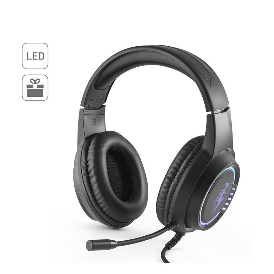 Thorne Headset RGB. ABS-Gaminghörlurar med kabel, mikrofon och RGB LED-lampor