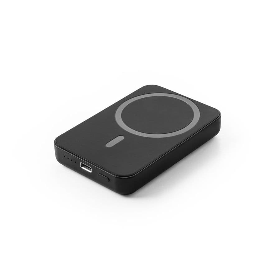AMPERE 5. 5 000 mAh magnetisk powerbank med 15W supersnabb trådlös laddare i återvunnen ABS (100 % rABS) Svart