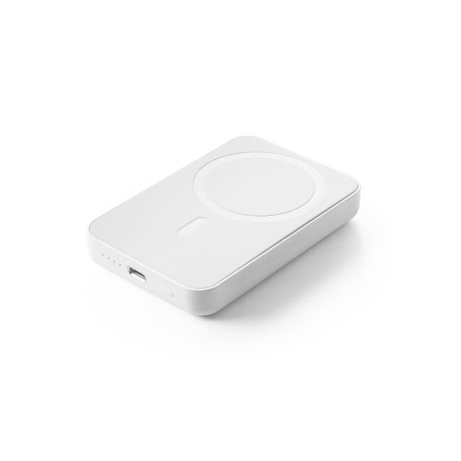 AMPERE 5. 5 000 mAh magnetisk powerbank med 15W supersnabb trådlös laddare i återvunnen ABS (100 % rABS) Vit