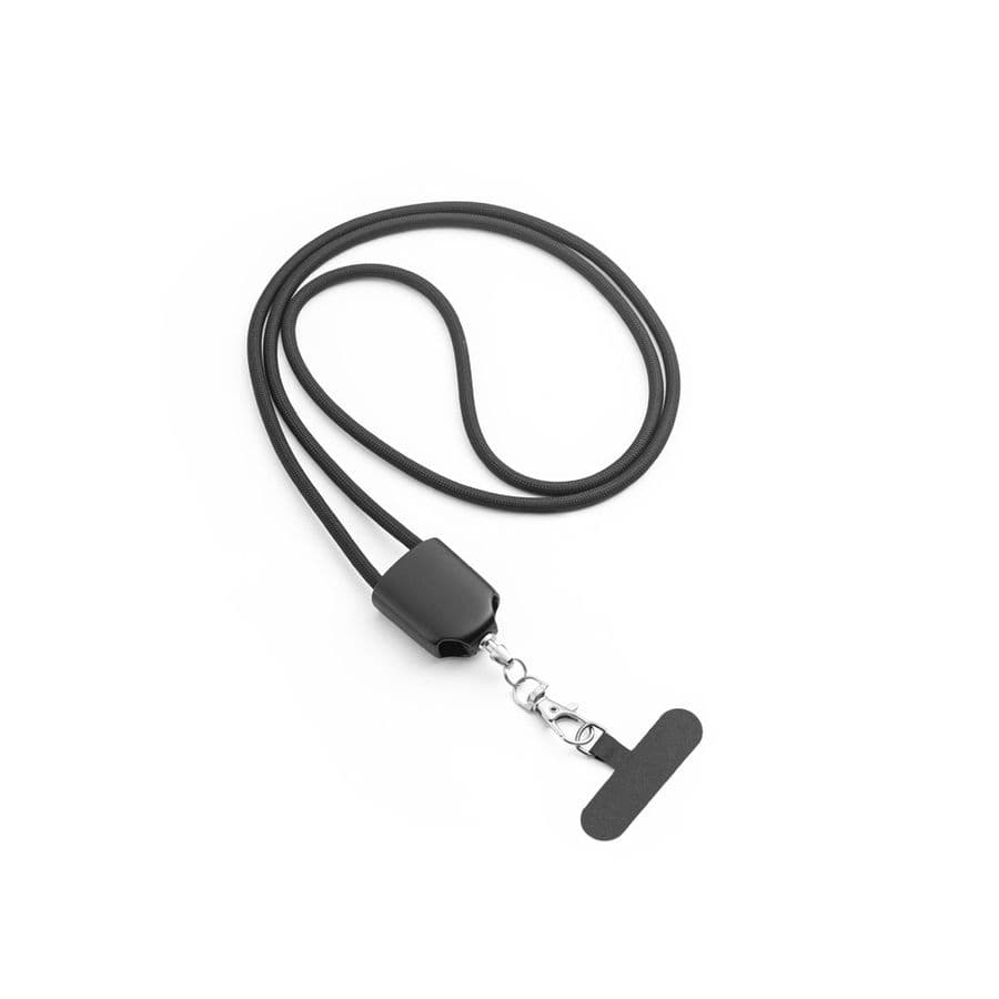 ZEWAIL. Snodd med inkluderad smartphonehållare, USB-C-kabel och olika adaptrar i återvunnet ABS och återvunnet TPE Svart