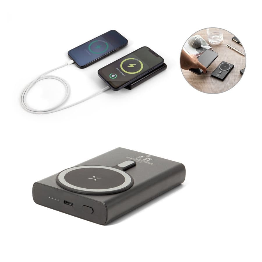 WRIGHT 10. Magnetisk powerbank med supersnabb laddning i återvunnet aluminium och återvunnet ABS 10'000 mAh