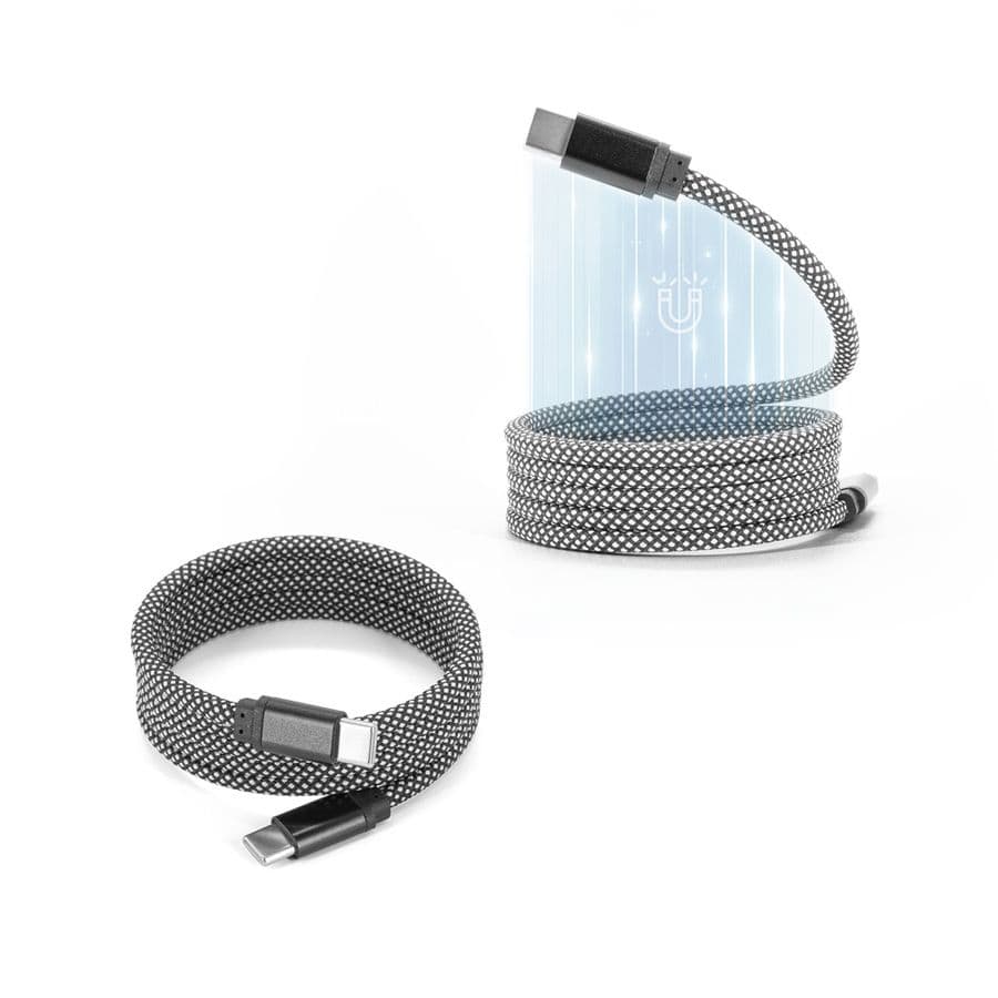 NADELLA. USB-C till USB-C-kabel med flätad polyestersladd (60 W) och ett magnetiskt system för enkel upplindning