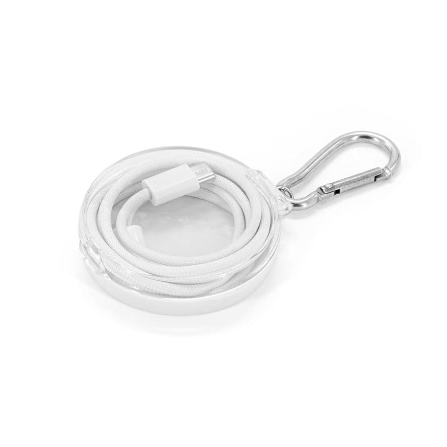 JEMISON. USB-C till USB-C-kabel med flätad sladd (60 W), tillverkad av ABS, rostfritt stål, aluminium och polyester Vit