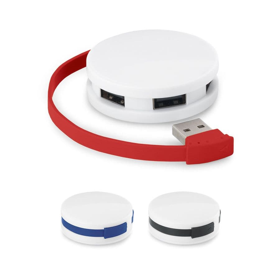 GARDNER. HUB med kabel och 4 USB-A-portar i ABS