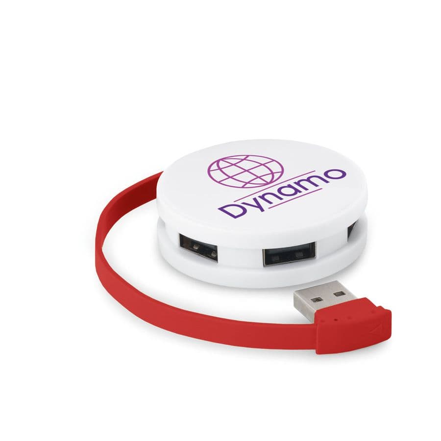 GARDNER. HUB med kabel och 4 USB-A-portar i ABS