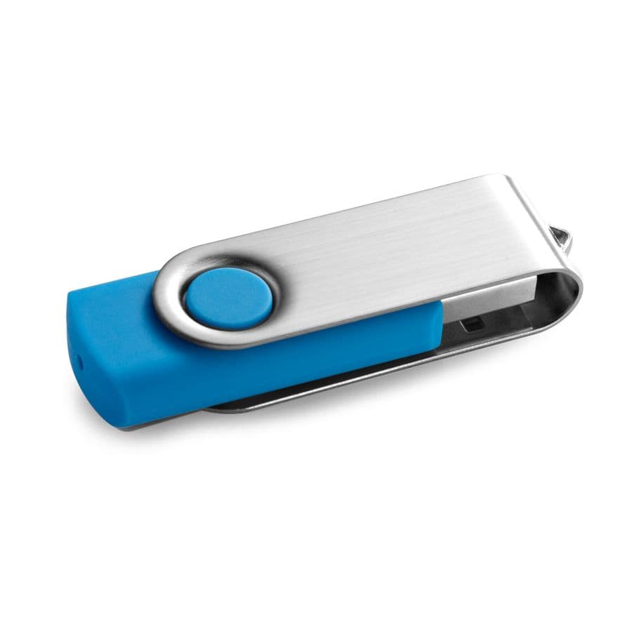 CLAUDIUS 4GB. 4 GB USB-minne med metallklämma Ljusblå