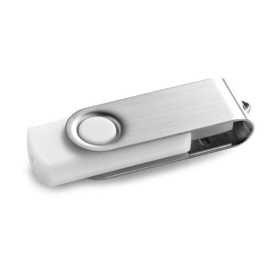 CLAUDIUS 8GB. 8 GB USB-minne med metallklämma Vit