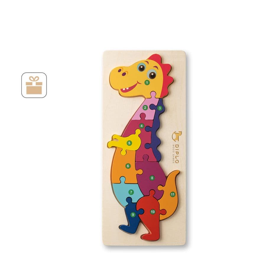 DIPLODOCO. Dinosaurieformat pussel i furuplywood