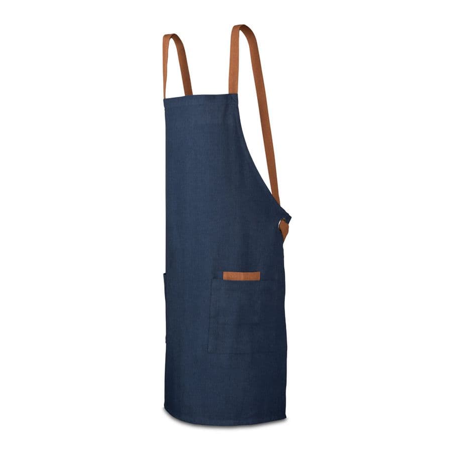 CARDAMOM. Förkläde i bomull (80 % återvunnen) och polyester (20 % återvunnen) (220 g/m²) Marinblå