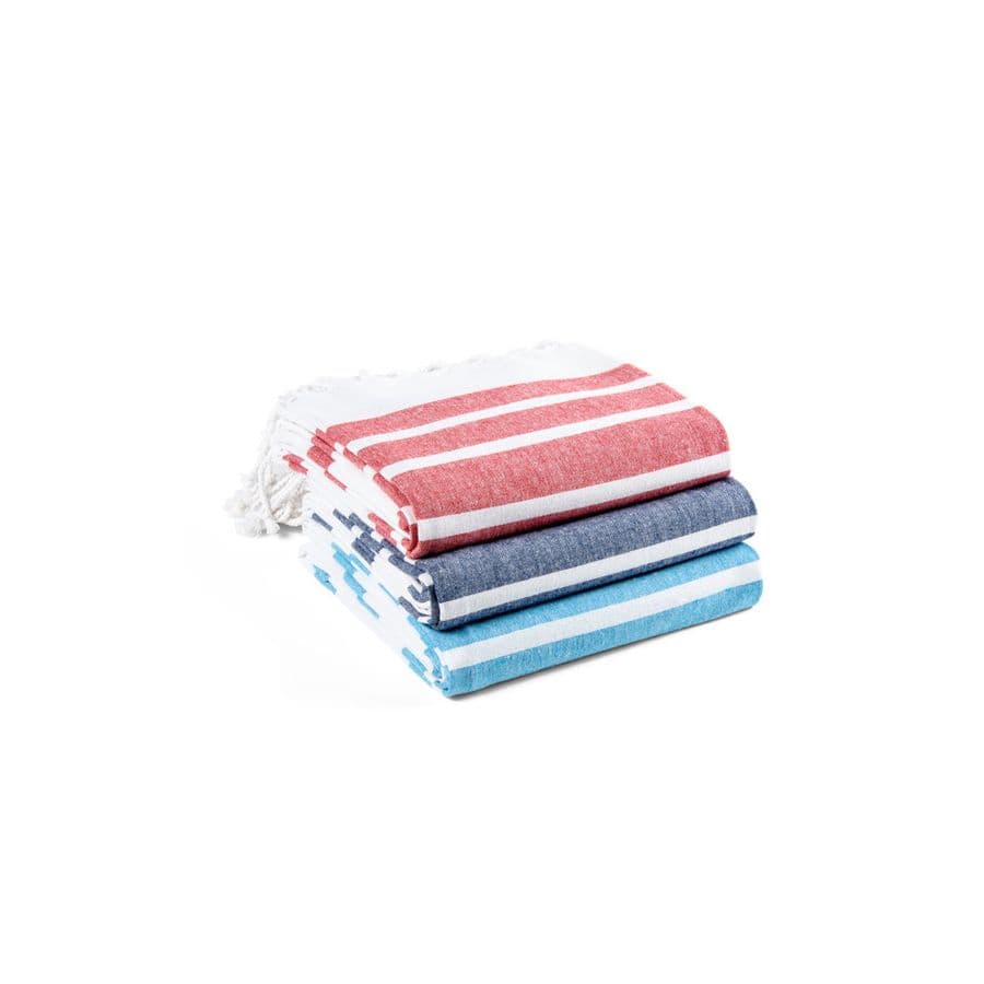 SARDENHA. Strandhandduk i bomull (70 % återvunnen) och polyester (30 % återvunnen) (180 g/m²)
