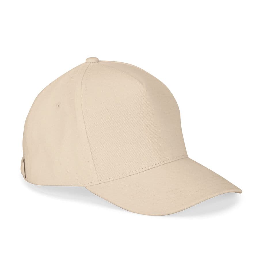ASHTON. 100 % bomullskeps (260 g/m²) med 5 paneler Beige