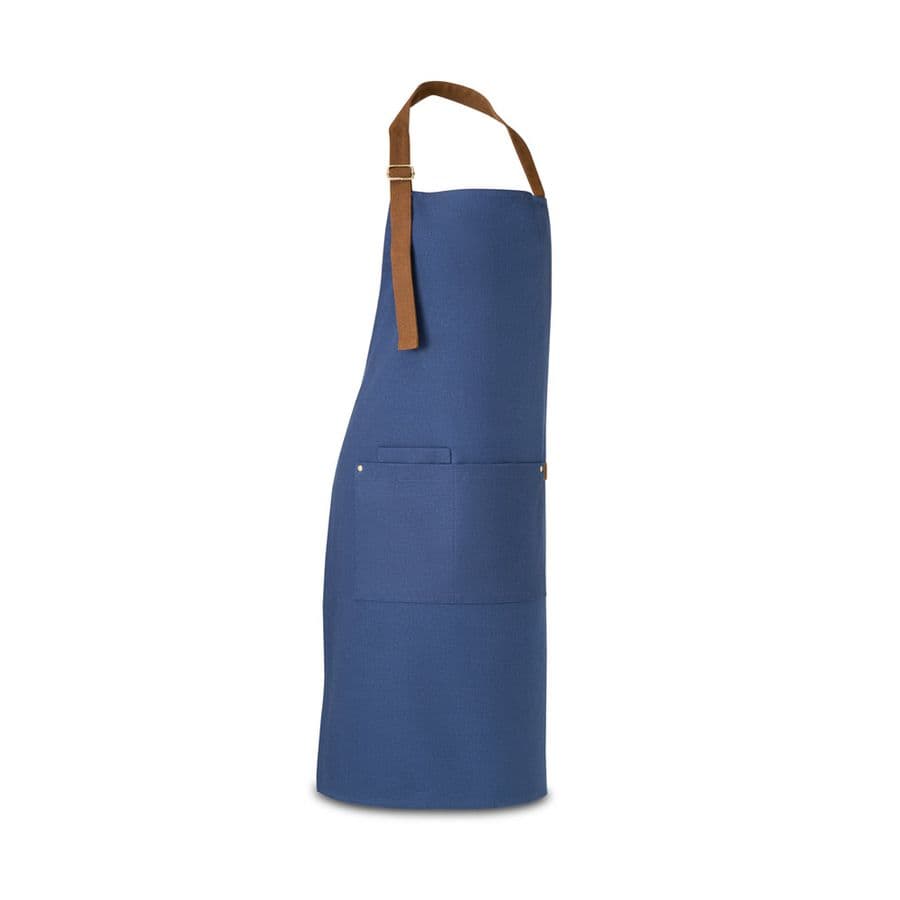 VESPER. Förkläde i 100 % bomullsduk (300 g/m²) med metalldetaljer Blå