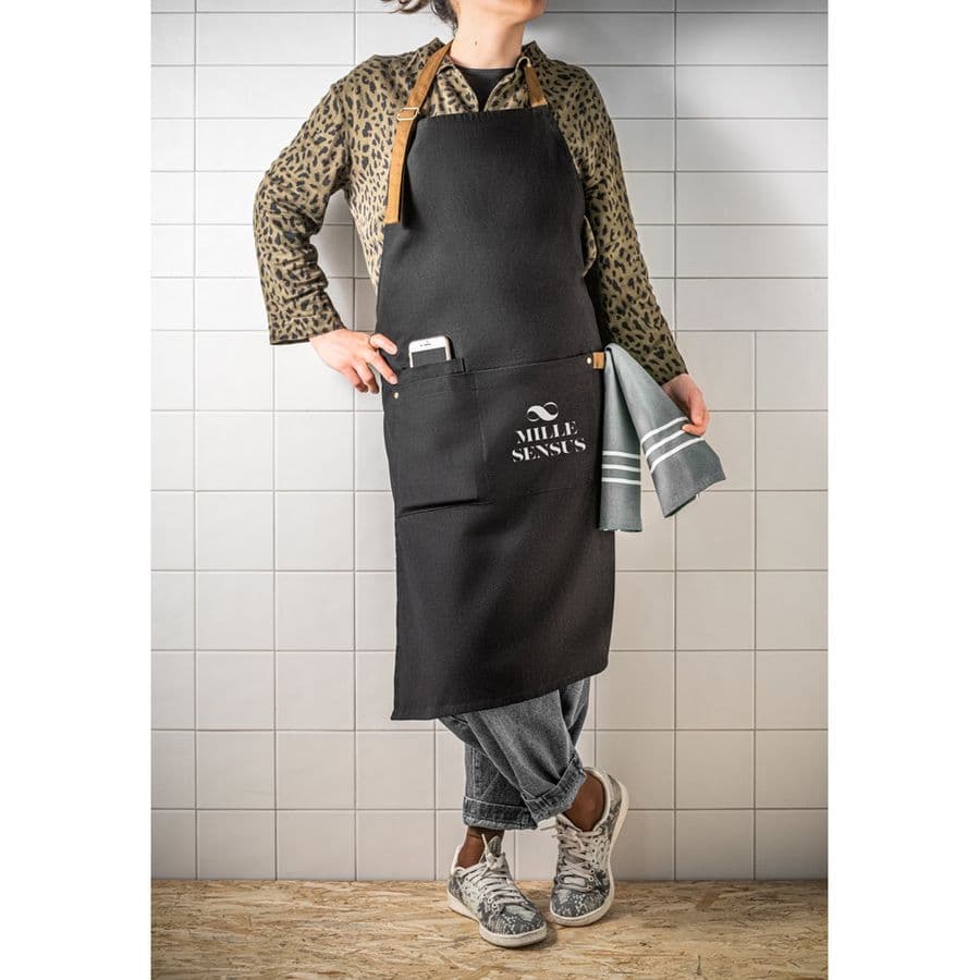 VESPER. Förkläde i 100 % bomullsduk (300 g/m²) med metalldetaljer