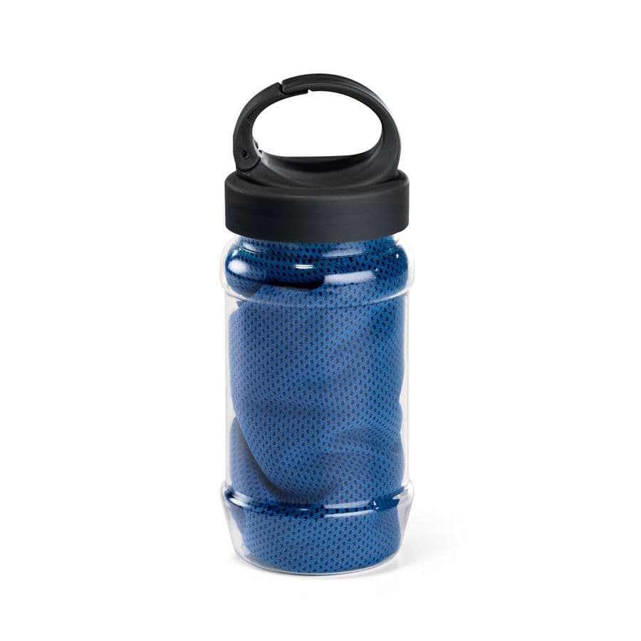 ARTX PLUS. Set med en PP- och PET-flaska och en sporthandduk av polyamid och polyester Kungsblå