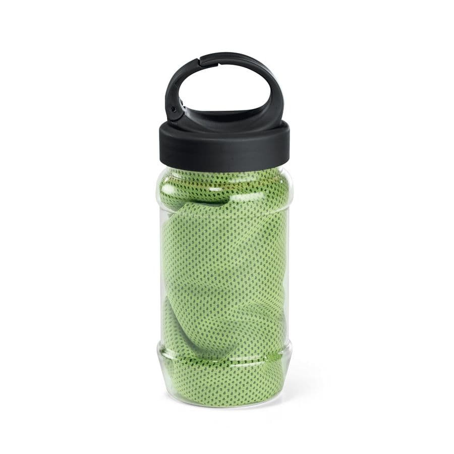 ARTX PLUS. Set med en PP- och PET-flaska och en sporthandduk av polyamid och polyester Ljusgrön