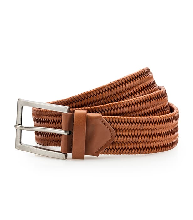 Faux leather braid belt