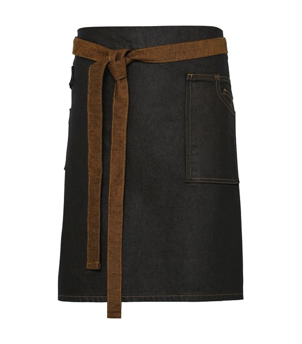 Division waxed-look denim waist apron