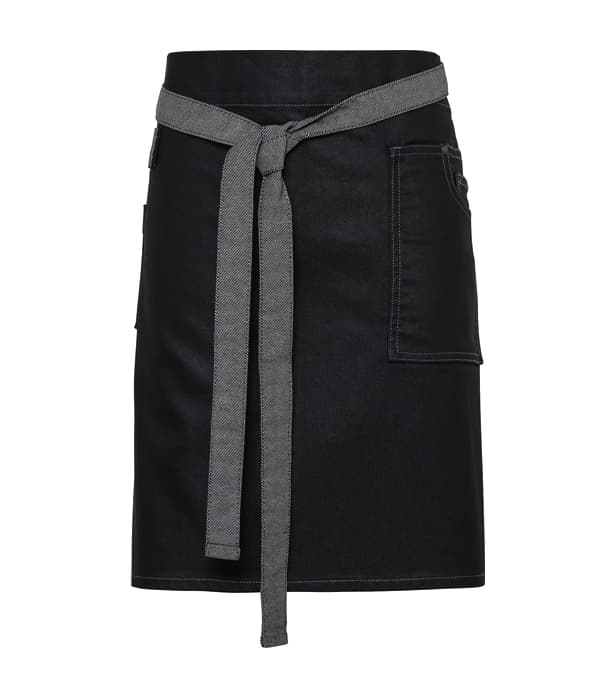 Division waxed-look denim waist apron