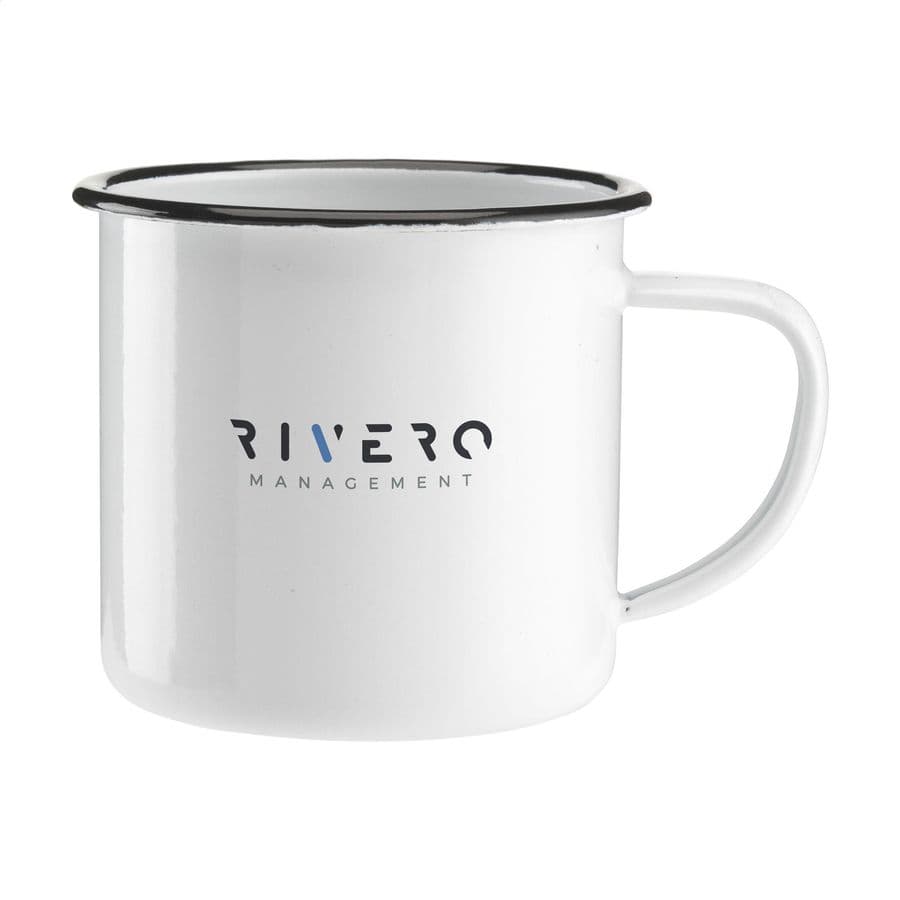 Retro Enamel Mug 350 ml Vit/svart