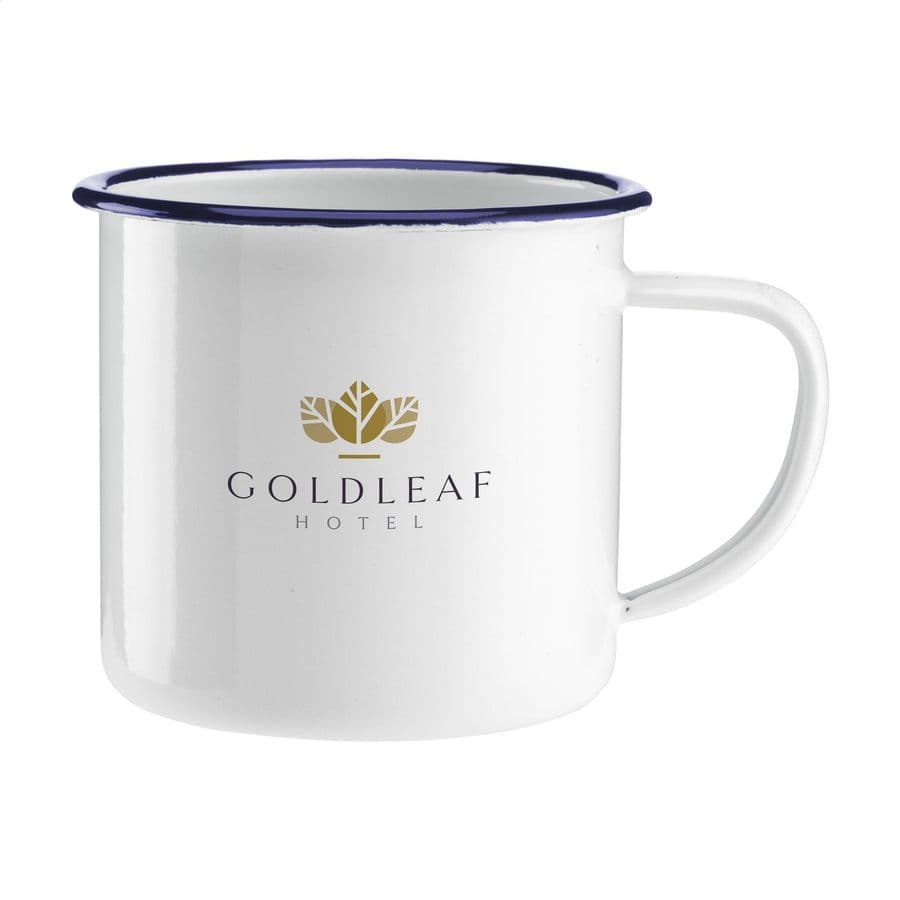 Retro Enamel Mug 350 ml Vit/blå