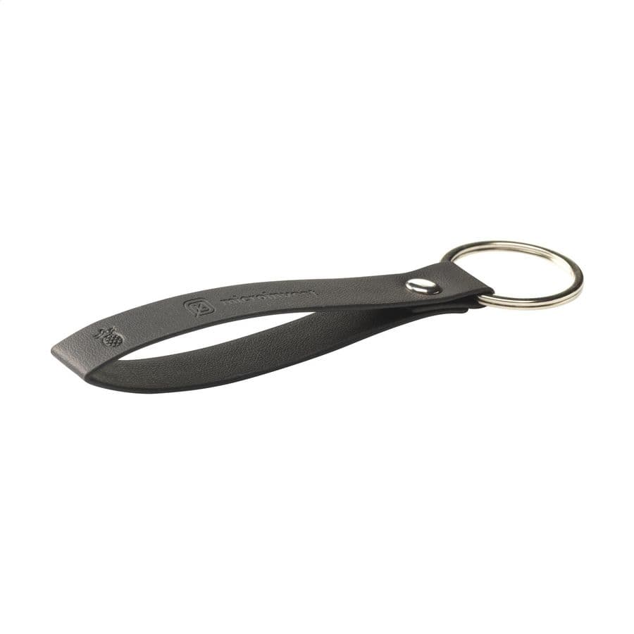 Vegan Pineapple Leather Keyring Svart
