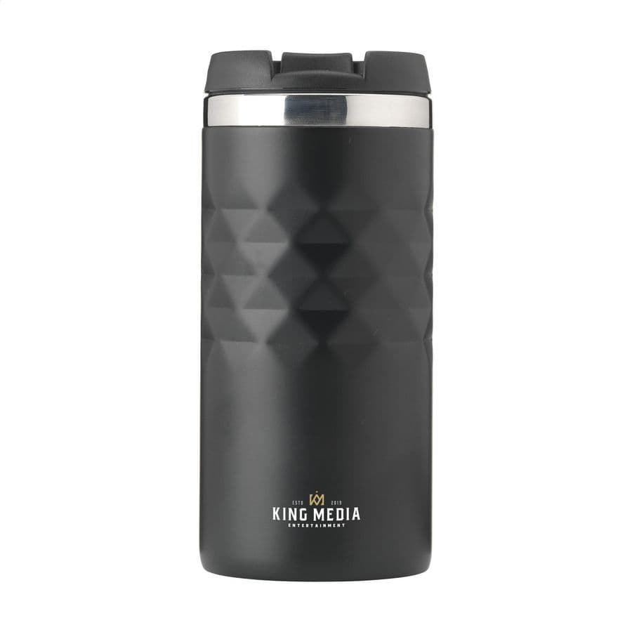 Geometric Mug RCS Recycled Steel 280 ml thermo cup Svart