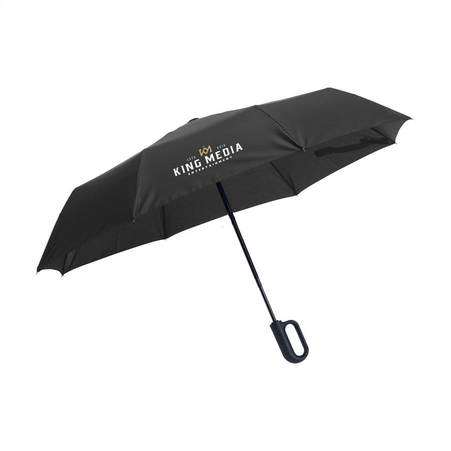 Carabiner RCS RPET foldable umbrella 21 inch Svart