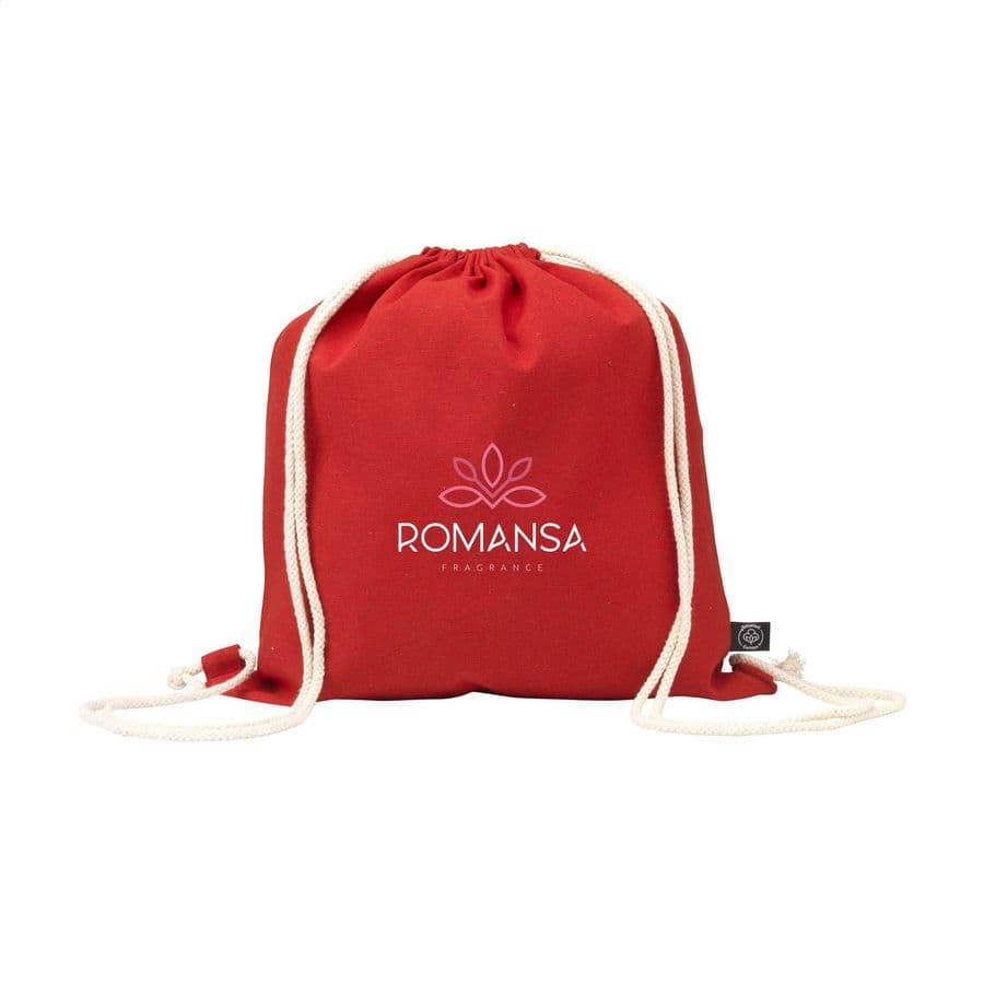 PromoColour GRS Recycled Cotton Backpack (150 g/m²) Röd