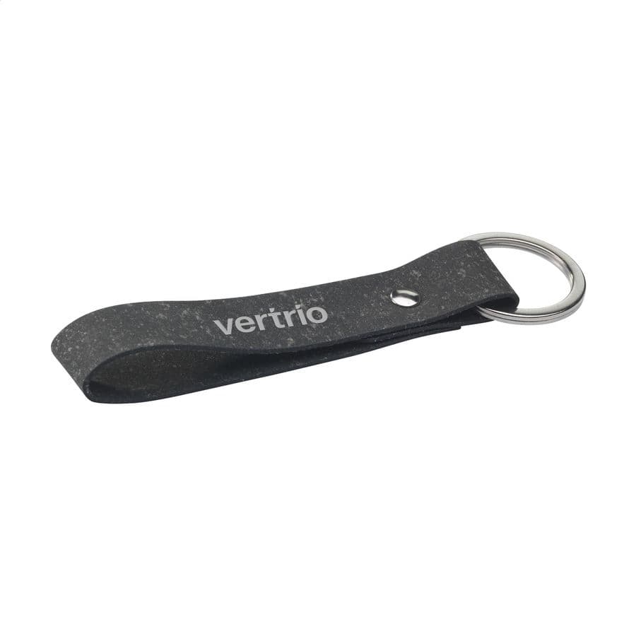 Recycled Leather Keyring Svart
