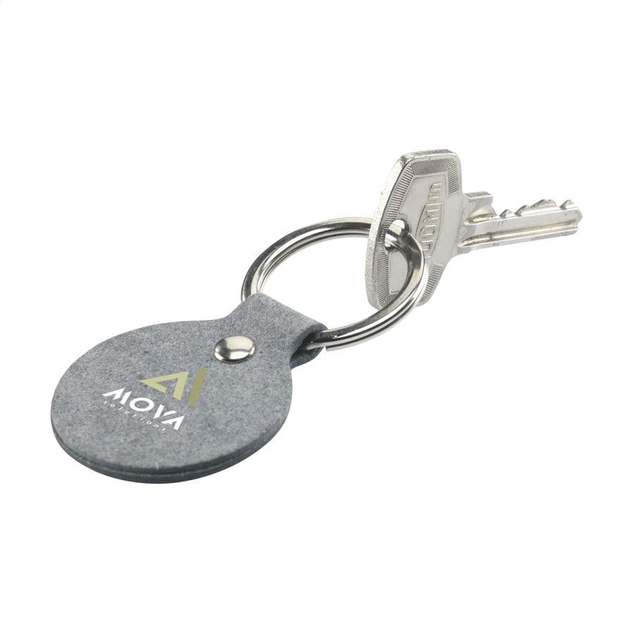 Recycled Denim Textile Keyring Round