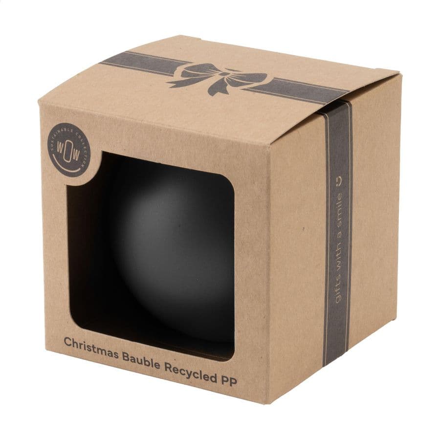 Christmas Bauble Ø 7cm Recycled PP Box - Made in Europe Svart