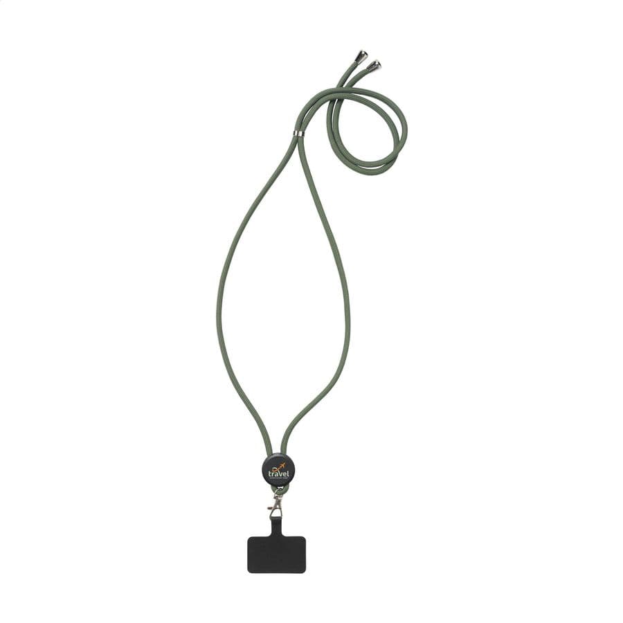 Lace Lanyard GRS RPET 0,5 cm phone keycord Armégrön