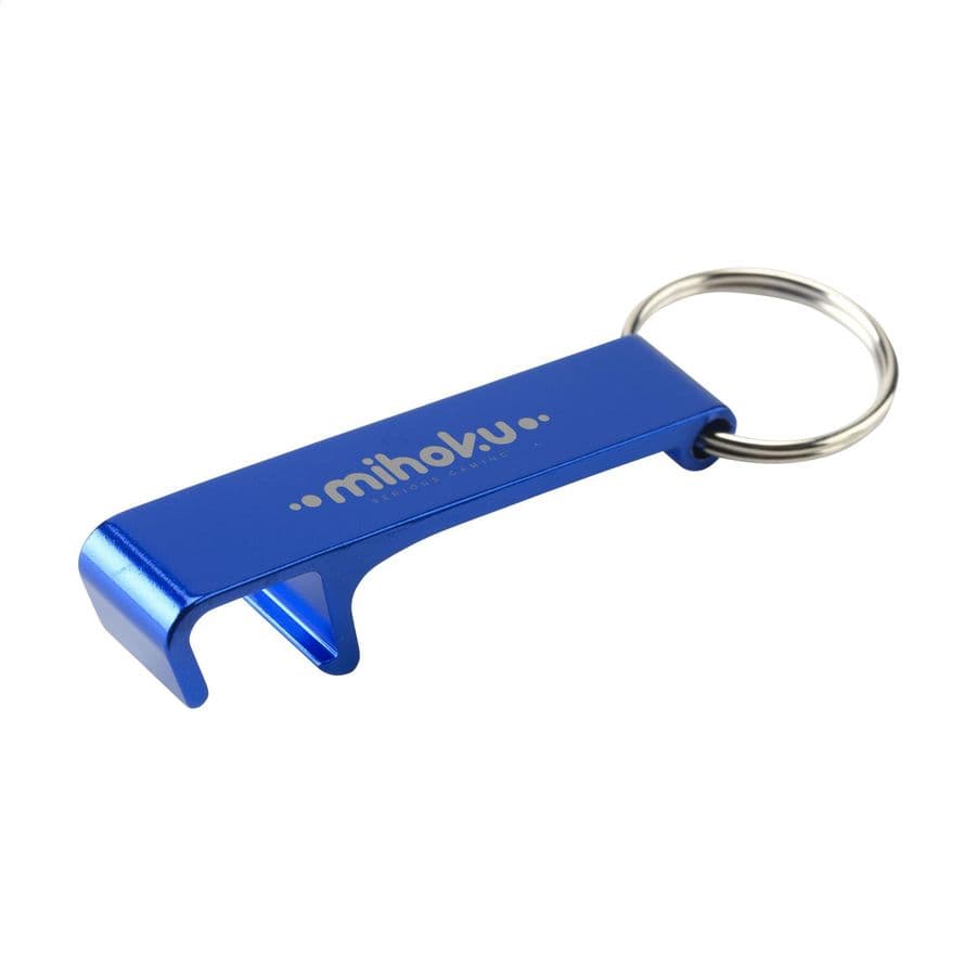 Alu Opener Phone Stand GRS Recycled keyring Blå