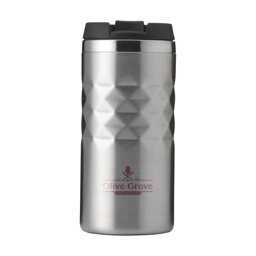 Geometric Mug RCS Recycled Steel 280 ml thermo cup Silver