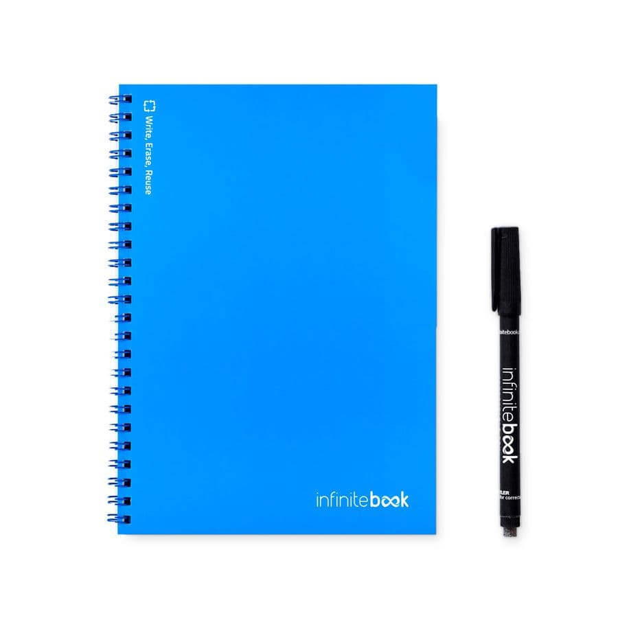 INFINITEBOOK PLAIN A5. Infinitebook med flexibelt omslag och 15 blanka whiteboardsidor Kungsblå