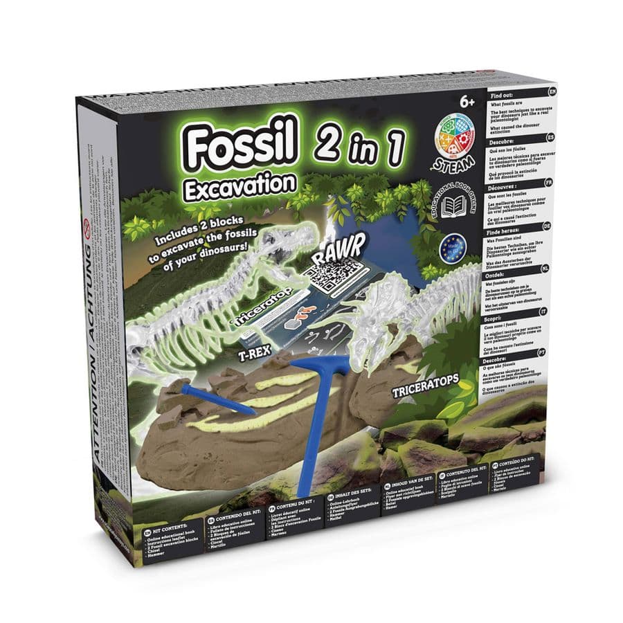 2 in 1 Fossil Excavation Kit I. Pedagogiskt spel för barn