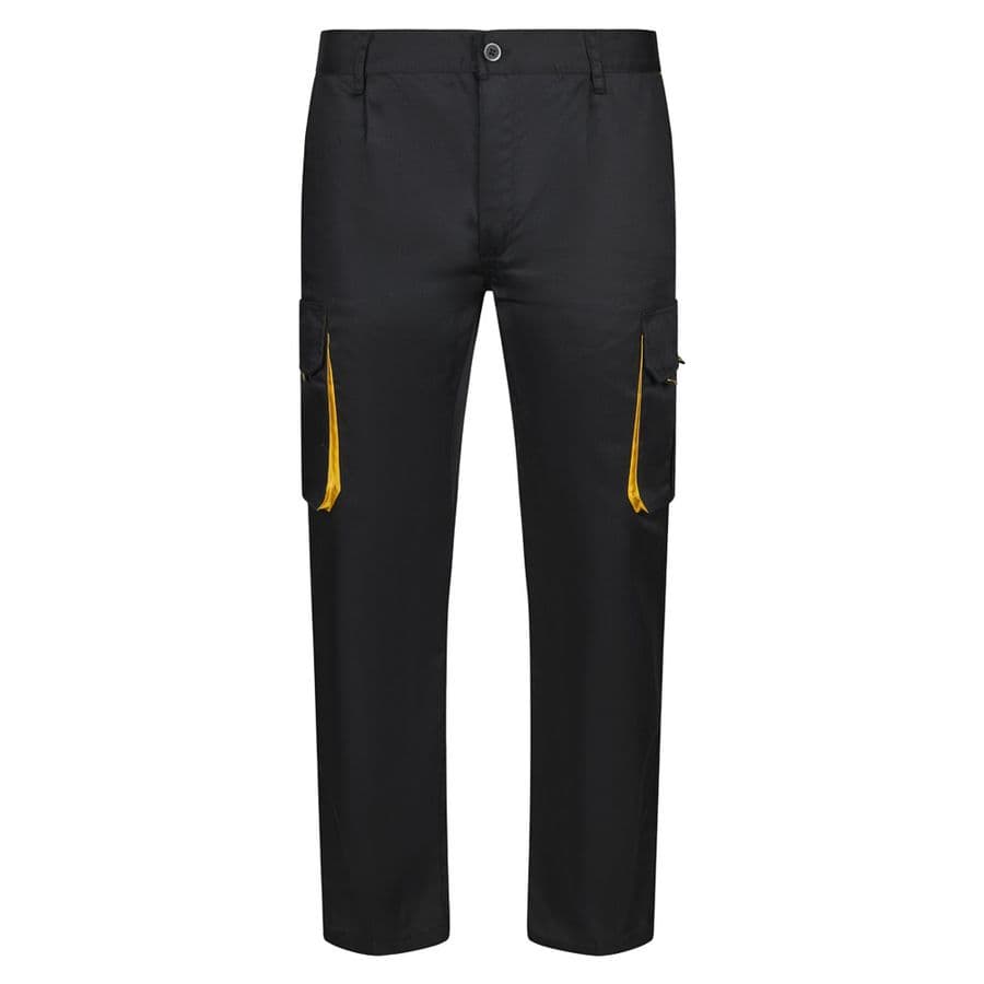 VL HYPNOS. Tvåfärgade byxor i twill med flera fickor (200g/m²), i bomull (35%) och polyester (65%)
