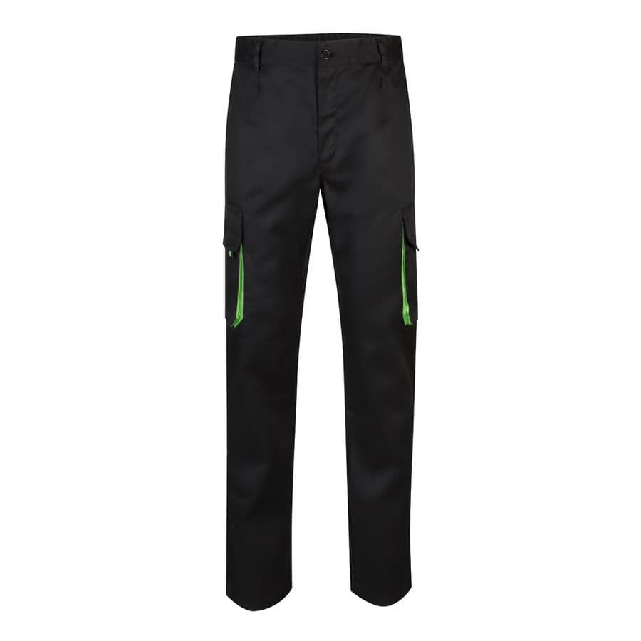 VL HYPNOS. Tvåfärgade byxor i twill med flera fickor (200g/m²), i bomull (35%) och polyester (65%) Svart