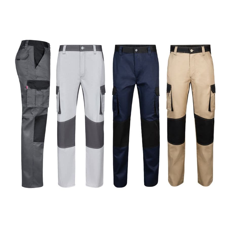 VL NJORD. Tvåfärgade byxor i twill med flera fickor (240 g/m²), i bomull (35 %) och polyester (65 %)